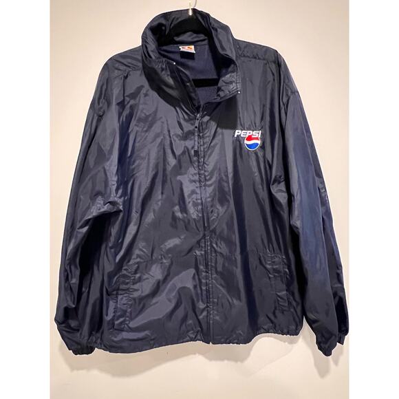 Vintage Castaway Pepsi‎ Windbreaker Rain Jacket Navy Blue Mens Size XL - Picture 1 of 10